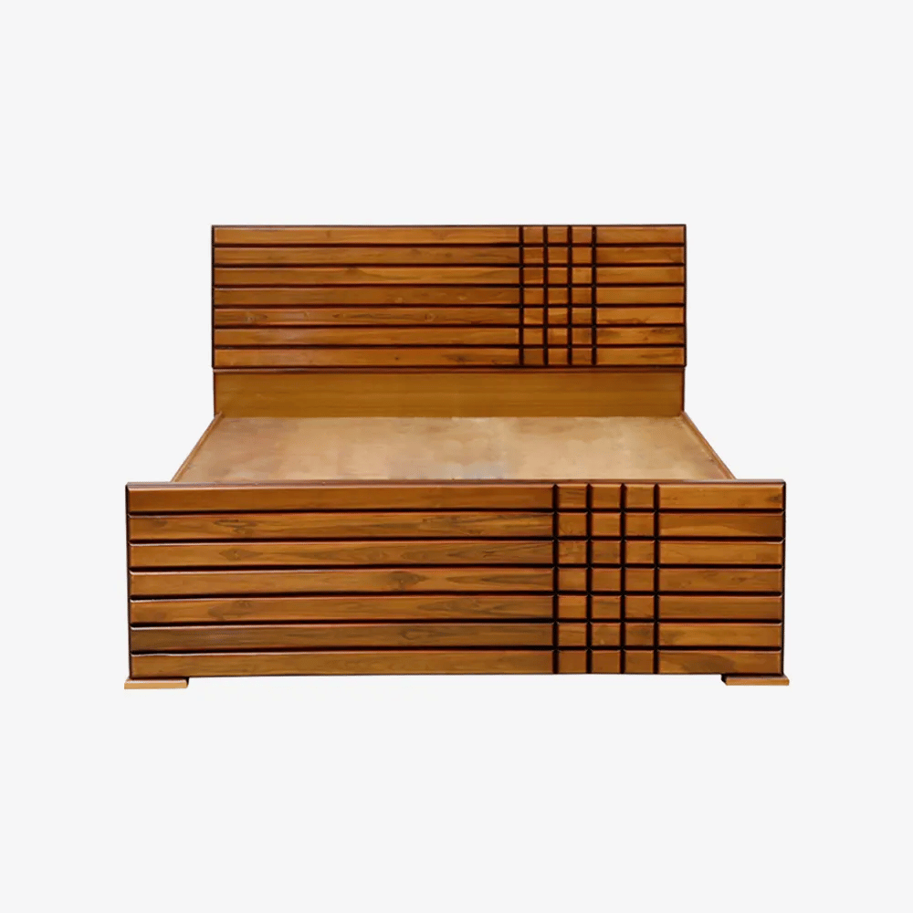 6X6.3 Teak Wood Half Checks Cot - Anu Furniture
