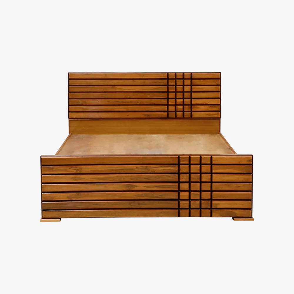 6X6 3 Teak Wood Half Checks Cot Anu Furniture