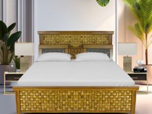 TEAKWOOD BRICKS COUNTER COT WITH BOX STORAGE AND TWO DRAWS