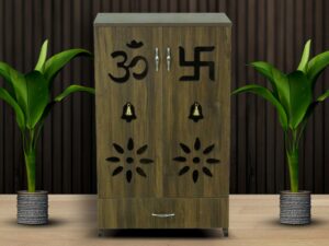 TWO DOOR POOJA MANDIR WITH A SINGLE DRAW