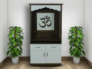 OPEN POOJA MANDIR WITH TWO DRAWS AND STORAGE